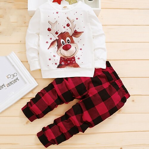 2 Pieces Toddler Girls' Christmas Plaid Sweatshirt & Pants Set Long Sleeve Active Outdoor 3-7 Years Winter White
2 Pieces Toddler Girls' Christmas Plaid Sweatshirt & Pants Set Long Sleeve Active Outdoor 3-7 Years Winter White