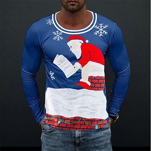 Men's T shirt Tee Santa Claus Graphic Prints Crew Neck Blue 3D Print Outdoor Christmas Long Sleeve Print Clothing Apparel Basic Sports Designer Casual
Men's T shirt Tee Santa Claus Graphic Prints Crew Neck Blue 3D Print Outdoor Christmas Long Sleeve Print Clothing Apparel Basic Sports Designer Casual