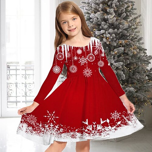 Kids Girls' Christmas Dress Snowflake Casual Dress Above Knee Dress Christmas Gifts Crewneck Crew Neck Long Sleeve Adorable Dress 3-10 Years Winter Red
Kids Girls' Christmas Dress Snowflake Casual Dress Above Knee Dress Christmas Gifts Crewneck Crew Neck Long Sleeve Adorable Dress 3-10 Years Winter Red