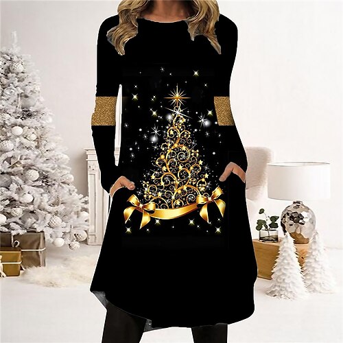 Women's Christmas Casual Dress T Shirt Dress Tee Dress Shift Dress Mini Dress Black Long Sleeve Christmas Tree Pocket Winter Fall Autumn Crew Neck Fashion Christmas Daily 2022 S M L XL XXL 3XL
Women's Christmas Casual Dress T Shirt Dress Tee Dress Shift Dress Mini Dress Black Long Sleeve Christmas Tree Pocket Winter Fall Autumn Crew Neck Fashion Christmas Daily 2022 S M L XL XXL 3XL