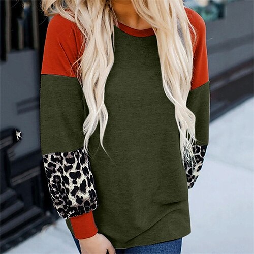 Women's Sweatshirt Pullover Basic Green Black Gray Leopard Color Block Street Round Neck Long Sleeve Cotton S M L XL 2XL
Women's Sweatshirt Pullover Basic Green Black Gray Leopard Color Block Street Round Neck Long Sleeve Cotton S M L XL 2XL