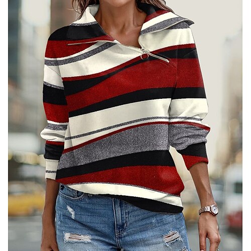 Women's Sweatshirt Pullover Basic Zipper Grass Green Green Blue Stripes Street V Neck Long Sleeve S M L XL 2XL 3XL
Women's Sweatshirt Pullover Basic Zipper Grass Green Green Blue Stripes Street V Neck Long Sleeve S M L XL 2XL 3XL