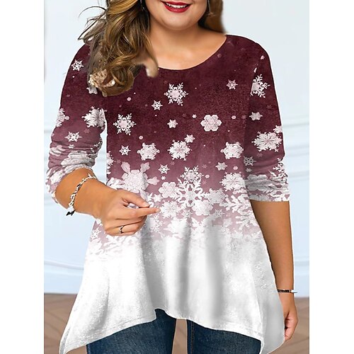 Women's Plus Size Christmas Tops T shirt Tee Snowflake Print Long Sleeve Crew Neck Casual Holiday Daily Polyester Winter Fall Black Blue
Women's Plus Size Christmas Tops T shirt Tee Snowflake Print Long Sleeve Crew Neck Casual Holiday Daily Polyester Winter Fall Black Blue