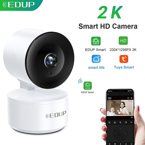 

EDUP Smart HD Camera WiFi IP Camera 1080P HD Tuya Camera Cloud Storage Two-way Voice Remote Monitor Remote Control Support Android Two-way VoiceRemote Monitoring Wireless Connections Motion Detection