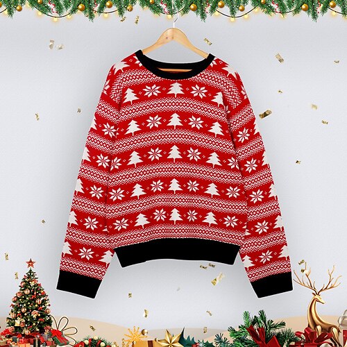 Women's Ugly Christmas Sweater Pullover Sweater Jumper Crochet Knit Knitted Christmas Tree Crew Neck Stylish Casual Outdoor Christmas Winter Fall Red S M L
Women's Ugly Christmas Sweater Pullover Sweater Jumper Crochet Knit Knitted Christmas Tree Crew Neck Stylish Casual Outdoor Christmas Winter Fall Red S M L