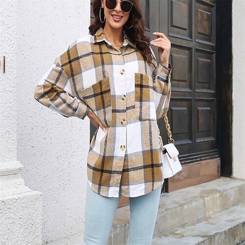 Mujer Camisa Azul Piscina Verde Trébol Caqui Plaid Botón Manga Larga Casual Diario Casual Cuello Camisero S
Mujer Camisa Azul Piscina Verde Trébol Caqui Plaid Botón Manga Larga Casual Diario Casual Cuello Camisero S