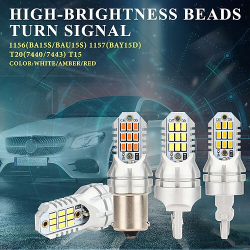 

2PCS 1156 BA15S P21W BAU15S PY21W 7440 W21W P21/5W 1157 BAY15D 7443 3157 LED Bulbs 18smd CanBus Lamp Reverse Turn Signal Light