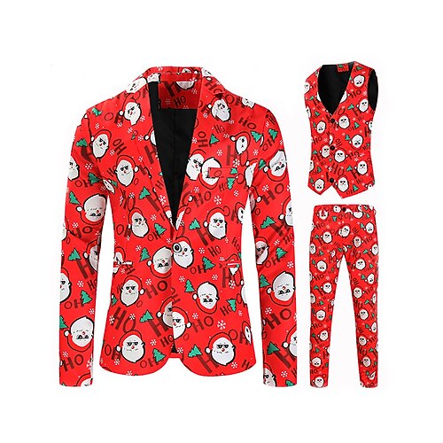 Red Men's Christmas Suits 3 Piece Patterned Standard Fit Single Breasted One-button 2022
Red Men's Christmas Suits 3 Piece Patterned Standard Fit Single Breasted One-button 2022