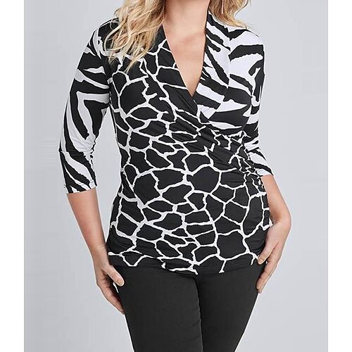 Women's Plus Size Tops Blouse Graphic Print 3/4 Length Sleeve V Neck Fashion Modern Vacation Going out Polyester Winter Fall Black
Women's Plus Size Tops Blouse Graphic Print 3/4 Length Sleeve V Neck Fashion Modern Vacation Going out Polyester Winter Fall Black