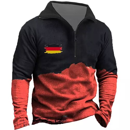 Men's Zip Up Sweatshirt Pullover Red Half Zip Color Block Graphic Prints National Flag Zipper Print Daily Sports 3D Print Basic Designer Casual Spring Fall Clothing Apparel Hoodies Sweatshirts
Men's Zip Up Sweatshirt Pullover Red Half Zip Color Block Graphic Prints National Flag Zipper Print Daily Sports 3D Print Basic Designer Casual Spring Fall Clothing Apparel Hoodies Sweatshirts