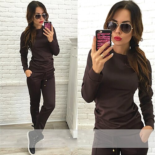 Women's Sweatshirt Pants Sets Sweatpants Basic Brown Casual Daily Solid Color Drawstring Round Neck S M L XL
Women's Sweatshirt Pants Sets Sweatpants Basic Brown Casual Daily Solid Color Drawstring Round Neck S M L XL