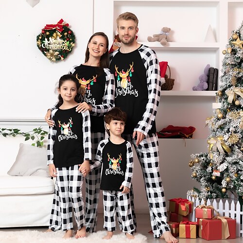 Christmas Pajamas Family Letter Elk Home Crewneck Black Long Sleeve Adorable Matching Outfits
Christmas Pajamas Family Letter Elk Home Crewneck Black Long Sleeve Adorable Matching Outfits