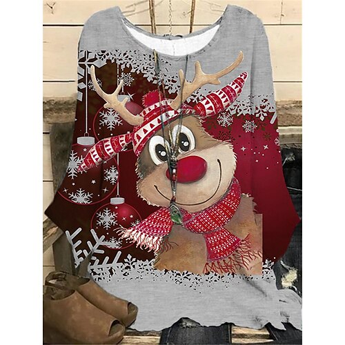Women's Plus Size Tops Blouse Shirt Deer Snowman Print Long Sleeve Crew Neck Casual Festival Christmas Daily Polyester Winter Fall Wine khaki
Women's Plus Size Tops Blouse Shirt Deer Snowman Print Long Sleeve Crew Neck Casual Festival Christmas Daily Polyester Winter Fall Wine khaki