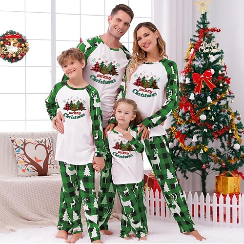 Christmas Pajamas Family Christmas Tree Ugly Home Crewneck Green Light Green Mint Green Long Sleeve Basic Matching Outfits
Christmas Pajamas Family Christmas Tree Ugly Home Crewneck Green Light Green Mint Green Long Sleeve Basic Matching Outfits