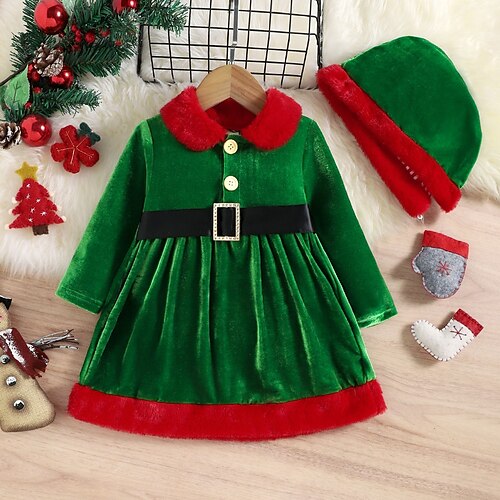 Kids Girls' Christmas Dress Solid Color Velvet Dress Dress Performance Crew Neck Long Sleeve Active Dress 3-7 Years Winter Green
Kids Girls' Christmas Dress Solid Color Velvet Dress Dress Performance Crew Neck Long Sleeve Active Dress 3-7 Years Winter Green