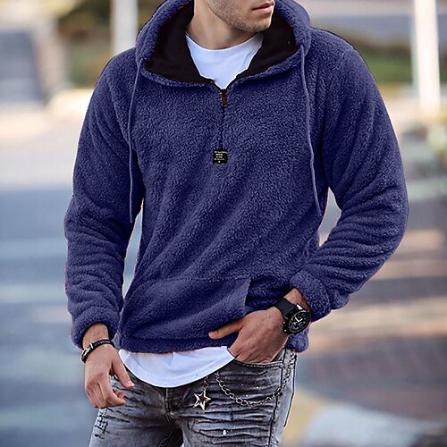 Men's Hoodie Fuzzy Sherpa Quarter Zipper Hoodie Blue Orange Gray Hooded Solid Color Print Front Pocket Casual Going out Streetwear Cool Designer Winter Fall & Winter Clothing Apparel Hoodies
Men's Hoodie Fuzzy Sherpa Quarter Zipper Hoodie Blue Orange Gray Hooded Solid Color Print Front Pocket Casual Going out Streetwear Cool Designer Winter Fall & Winter Clothing Apparel Hoodies