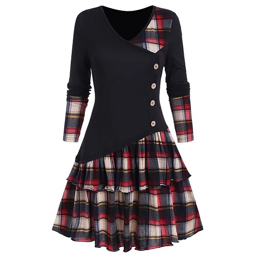 Women's Casual Dress Swing Dress Plaid Dress Mini Dress Black Long Sleeve Plaid Button Winter Fall Spring V Neck Modern Christmas Vacation Weekend 2022 S M L XL XXL 3XL
Women's Casual Dress Swing Dress Plaid Dress Mini Dress Black Long Sleeve Plaid Button Winter Fall Spring V Neck Modern Christmas Vacation Weekend 2022 S M L XL XXL 3XL