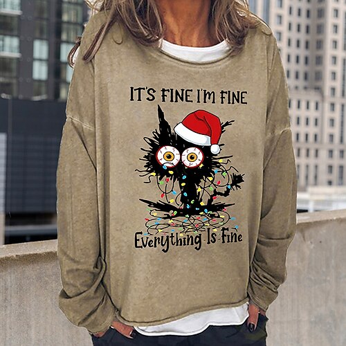Women's Sweatshirt Pullover Basic Black Blue Khaki Cat Christmas Round Neck Long Sleeve S M L XL 2XL 3XL
Women's Sweatshirt Pullover Basic Black Blue Khaki Cat Christmas Round Neck Long Sleeve S M L XL 2XL 3XL