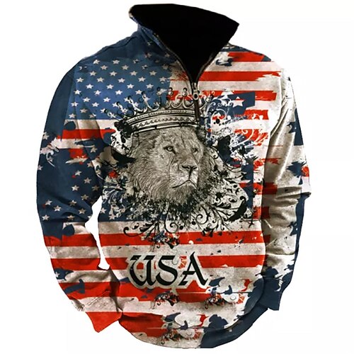 Men's Zip Up Sweatshirt Pullover Red Half Zip Lion Graphic Prints National Flag Zipper Print Daily Sports 3D Print Basic Designer Casual Spring & Fall Clothing Apparel Hoodies Sweatshirts
Men's Zip Up Sweatshirt Pullover Red Half Zip Lion Graphic Prints National Flag Zipper Print Daily Sports 3D Print Basic Designer Casual Spring & Fall Clothing Apparel Hoodies Sweatshirts