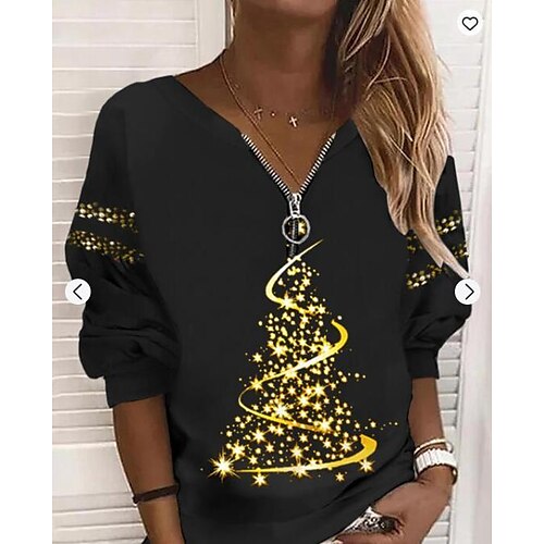 Women's Sweatshirt Pullover Basic Zipper Black Christmas Tree Christmas V Neck Long Sleeve S M L XL 2XL 3XL
Women's Sweatshirt Pullover Basic Zipper Black Christmas Tree Christmas V Neck Long Sleeve S M L XL 2XL 3XL