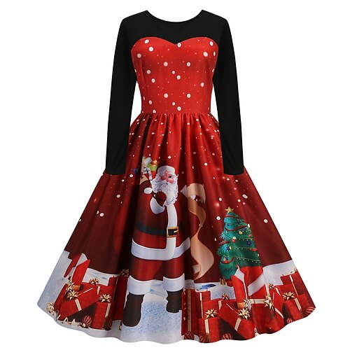Women's Christmas Swing Dress Midi Dress Black Long Sleeve Santa Claus Print Winter Fall Autumn Crew Neck Modern 2022 S M L XL 2XL 3XL
Women's Christmas Swing Dress Midi Dress Black Long Sleeve Santa Claus Print Winter Fall Autumn Crew Neck Modern 2022 S M L XL 2XL 3XL