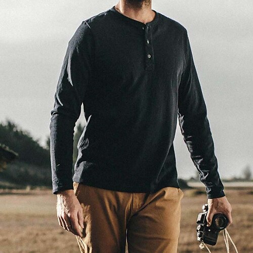 Men's Henley Shirt Solid Colored Henley Sea Blue Black Dark Green Navy Blue Street Holiday Long Sleeve Button-Down Clothing Apparel Fashion Casual Comfortable
Men's Henley Shirt Solid Colored Henley Sea Blue Black Dark Green Navy Blue Street Holiday Long Sleeve Button-Down Clothing Apparel Fashion Casual Comfortable