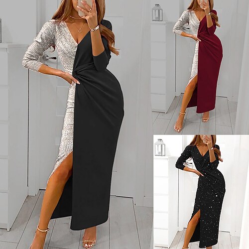 vestido de fiesta de mujer vestido de invitada de boda vestido de lentejuelas vestido tubo vestido largo maxi vestido plata negro rojo manga larga bloque de color otoño primavera cuello en v moda
vestido de fiesta de mujer vestido de invitada de boda vestido de lentejuelas vestido tubo vestido largo maxi vestido plata negro rojo manga larga bloque de color otoño primavera cuello en v moda