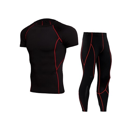 Men's Activewear Set Compression Suit 2 Piece Athletic Breathable Quick Dry Moisture Wicking Fitness Running Jogging Sportswear Activewear Striped BlackGray Black Red Green Black
Men's Activewear Set Compression Suit 2 Piece Athletic Breathable Quick Dry Moisture Wicking Fitness Running Jogging Sportswear Activewear Striped BlackGray Black Red Green Black