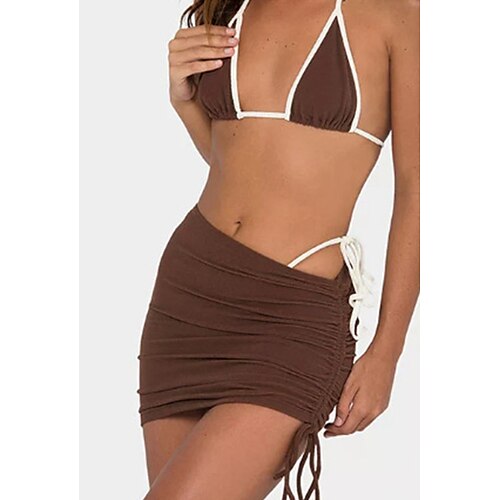 Women's Swimwear Bikini Three Piece Normal Swimsuit Backless 3-Piece string Color Block Brown Halter V Wire Bathing Suits New Vacation Fashion
Women's Swimwear Bikini Three Piece Normal Swimsuit Backless 3-Piece string Color Block Brown Halter V Wire Bathing Suits New Vacation Fashion