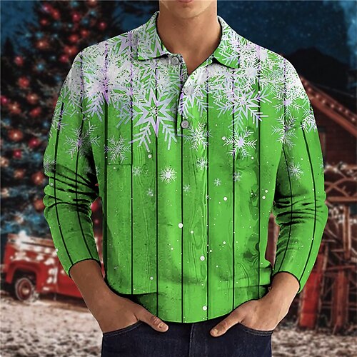 Men's Collar Polo Shirt Golf Shirt Graphic Prints Snowflake Turndown Green Blue 3D Print Christmas Street Long Sleeve Button-Down Print Clothing Apparel Fashion Designer Casual Soft
Men's Collar Polo Shirt Golf Shirt Graphic Prints Snowflake Turndown Green Blue 3D Print Christmas Street Long Sleeve Button-Down Print Clothing Apparel Fashion Designer Casual Soft