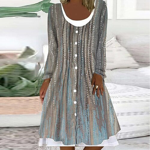 Women's Casual Dress Sheath Dress Midi Dress Gray Long Sleeve Ombre Button Winter Fall Spring U Neck Stylish Vacation Weekend 2022 S M L XL XXL 3XL
Women's Casual Dress Sheath Dress Midi Dress Gray Long Sleeve Ombre Button Winter Fall Spring U Neck Stylish Vacation Weekend 2022 S M L XL XXL 3XL