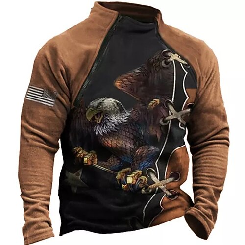 Men's Zip Up Sweatshirt Pullover Brown High Neck Graphic Prints Eagle Zipper Print Casual Daily Sports 3D Print Basic Casual Big and Tall Spring Fall Clothing Apparel Hoodies Sweatshirts
Men's Zip Up Sweatshirt Pullover Brown High Neck Graphic Prints Eagle Zipper Print Casual Daily Sports 3D Print Basic Casual Big and Tall Spring Fall Clothing Apparel Hoodies Sweatshirts