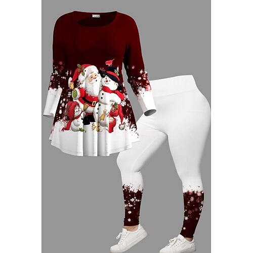 Women's Plus Size Tops Christmas Set Santa Claus Print Long Sleeve Crew Neck Modern Festival Vacation Polyester Winter Fall Dark Red
Women's Plus Size Tops Christmas Set Santa Claus Print Long Sleeve Crew Neck Modern Festival Vacation Polyester Winter Fall Dark Red