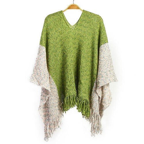 Women's Blouse Shirt Green Pink Yellow Color Block Tassel Crochet Long Sleeve Casual Ponchos V Neck Regular One-Size
Women's Blouse Shirt Green Pink Yellow Color Block Tassel Crochet Long Sleeve Casual Ponchos V Neck Regular One-Size