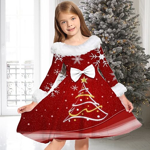 Kids Girls' Christmas Dress Christmas Tree Casual Dress Above Knee Dress Christmas Gifts Fur Trim Crew Neck Long Sleeve Adorable Dress 2-13 Years Winter Wine
Kids Girls' Christmas Dress Christmas Tree Casual Dress Above Knee Dress Christmas Gifts Fur Trim Crew Neck Long Sleeve Adorable Dress 2-13 Years Winter Wine