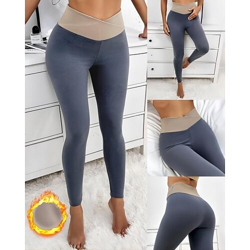 Women's Crossover Fleece Lined Leggings Patchwork Winter Warm Butt Lift Quick Dry Yoga Fitness Pilates Bottoms Black Grey Blue Cotton Blended Sports Activewear 
Women's Crossover Fleece Lined Leggings Patchwork Winter Warm Butt Lift Quick Dry Yoga Fitness Pilates Bottoms Black Grey Blue Cotton Blended Sports Activewear