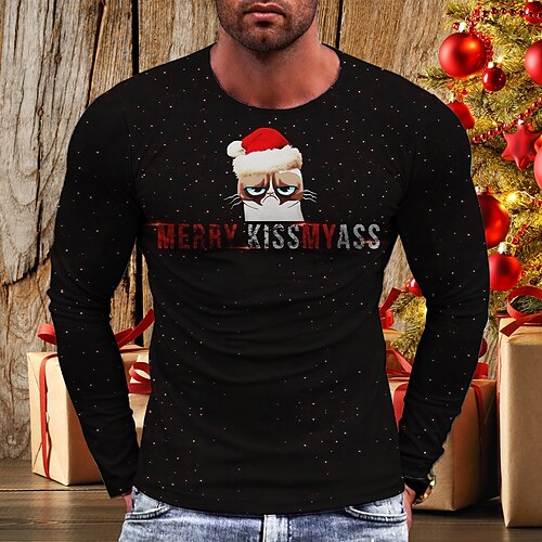 Men's T shirt Tee Santa Claus Graphic Prints Crew Neck Black 3D Print Outdoor Christmas Long Sleeve Print Clothing Apparel Basic Sports Designer Casual
Men's T shirt Tee Santa Claus Graphic Prints Crew Neck Black 3D Print Outdoor Christmas Long Sleeve Print Clothing Apparel Basic Sports Designer Casual