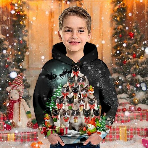 Kids Boys Ugly Christmas Hoodie Pullover Animal Cat Christmas Tree Long Sleeve Pocket Children Top Christmas Gifts Hoodie Fashion Adorable Black Gray Winter 7-13 Years
Kids Boys Ugly Christmas Hoodie Pullover Animal Cat Christmas Tree Long Sleeve Pocket Children Top Christmas Gifts Hoodie Fashion Adorable Black Gray Winter 7-13 Years