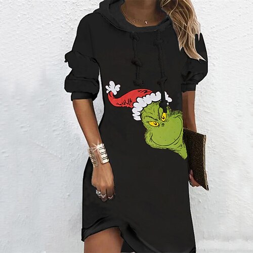 Women's Hoodie Dress Shift Dress Mini Dress Green Black Long Sleeve Grinch Print Winter Fall Spring Hooded Fashion Christmas Daily 2022 S M L XL XXL 3XL
Women's Hoodie Dress Shift Dress Mini Dress Green Black Long Sleeve Grinch Print Winter Fall Spring Hooded Fashion Christmas Daily 2022 S M L XL XXL 3XL