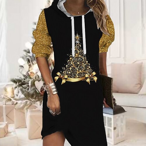 Women's Christmas Hoodie Dress Shift Dress Mini Dress Black Long Sleeve Tree Print Fall Spring Hooded Daily Vacation Loose Fit 2022 S M L XL XXL 3XL
Women's Christmas Hoodie Dress Shift Dress Mini Dress Black Long Sleeve Tree Print Fall Spring Hooded Daily Vacation Loose Fit 2022 S M L XL XXL 3XL