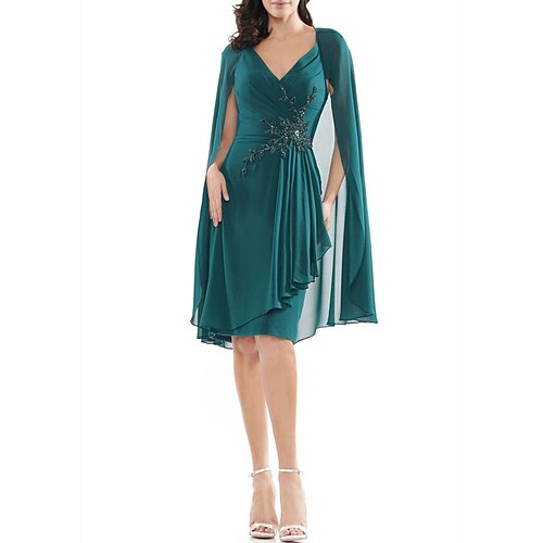 Sheath / Column Cocktail Dresses Elegant Dress Cocktail Party Knee Length Sleeveless V Neck Chiffon with Ruffles Appliques 2022
Sheath / Column Cocktail Dresses Elegant Dress Cocktail Party Knee Length Sleeveless V Neck Chiffon with Ruffles Appliques 2022