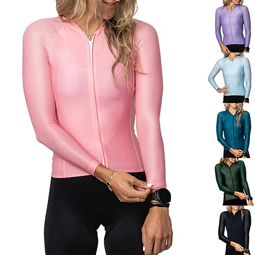 Women's Cycling Jersey Long Sleeve Bike Jersey Top with 3 Rear Pockets Mountain Bike MTB Road Bike Cycling Breathable Quick Dry Moisture Wicking Reflective Strips Green Purple Rosy Pink Spandex Sports
Women's Cycling Jersey Long Sleeve Bike Jersey Top with 3 Rear Pockets Mountain Bike MTB Road Bike Cycling Breathable Quick Dry Moisture Wicking Reflective Strips Green Purple Rosy Pink Spandex Sports