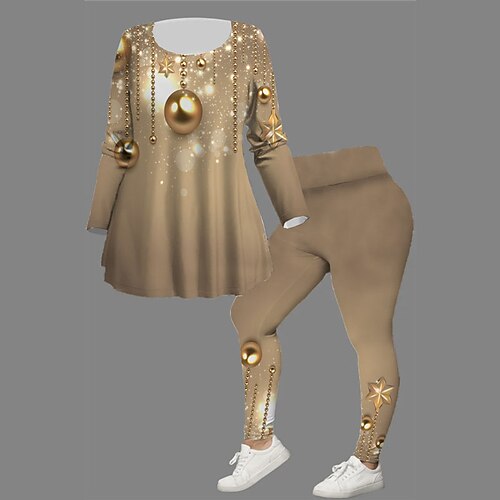Women's Plus Size Tops Set Bell Print Long Sleeve Crew Neck Casual Festival Christmas Daily Polyester Winter Fall khaki
Women's Plus Size Tops Set Bell Print Long Sleeve Crew Neck Casual Festival Christmas Daily Polyester Winter Fall khaki
