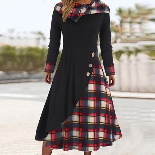 Women's Casual Dress Swing Dress Midi Dress Black Long Sleeve Plaid Button Winter Fall Spring Crew Neck Stylish Weekend 2022 S M L XL XXL 3XL
Women's Casual Dress Swing Dress Midi Dress Black Long Sleeve Plaid Button Winter Fall Spring Crew Neck Stylish Weekend 2022 S M L XL XXL 3XL