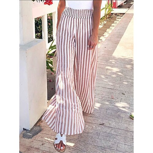 Women's Wide Leg Pants Trousers Cotton Blend Pink Fashion Casual Weekend Wide Leg Full Length Comfort Striped S M L XL XXL
Women's Wide Leg Pants Trousers Cotton Blend Pink Fashion Casual Weekend Wide Leg Full Length Comfort Striped S M L XL XXL