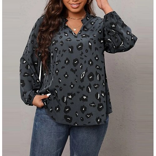 Women's Plus Size Tops Blouse Graphic Print Long Sleeve V Neck Fashion Modern Vacation Going out Polyester Winter Fall Gray Black
Women's Plus Size Tops Blouse Graphic Print Long Sleeve V Neck Fashion Modern Vacation Going out Polyester Winter Fall Gray Black