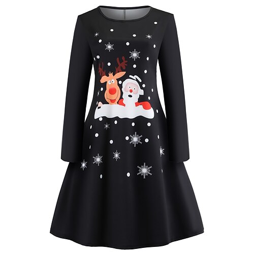 Women's Christmas Casual Dress Midi Dress Black Red White Long Sleeve Santa Claus Print Winter Fall Autumn Crew Neck 2022 S M L XL 2XL 3XL
Women's Christmas Casual Dress Midi Dress Black Red White Long Sleeve Santa Claus Print Winter Fall Autumn Crew Neck 2022 S M L XL 2XL 3XL