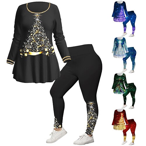 Women's Plus Size Tops Christmas Set Christmas Tree Print 3/4 Length Sleeve Crew Neck Casual Festival Daily Polyester Winter Fall Black
Women's Plus Size Tops Christmas Set Christmas Tree Print 3/4 Length Sleeve Crew Neck Casual Festival Daily Polyester Winter Fall Black