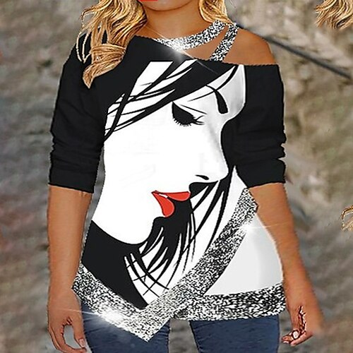 Women's Plus Size Tops Blouse Portrait Print Long Sleeve Casual Daily Going out Polyester Winter Fall Black And White
Women's Plus Size Tops Blouse Portrait Print Long Sleeve Casual Daily Going out Polyester Winter Fall Black And White