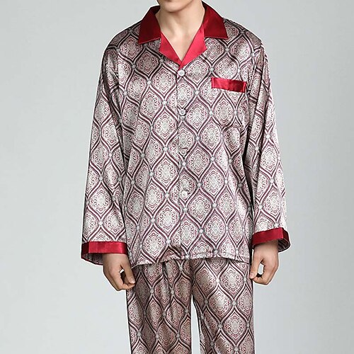 Men's Sleepwear Silk Pajama 2 Pieces Dot Simple Comfort Home Daily Faux Silk Breathable Lapel Long Sleeve Pant Pocket Fall Spring Red Gray
Men's Sleepwear Silk Pajama 2 Pieces Dot Simple Comfort Home Daily Faux Silk Breathable Lapel Long Sleeve Pant Pocket Fall Spring Red Gray
